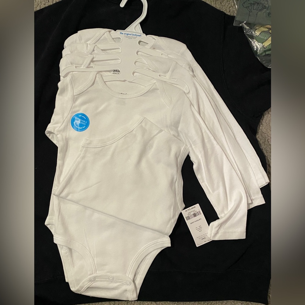 Carter’s Baby Toddler 4-Pack Long-Sleeve Bodysuits - 100% cotton White 24 months